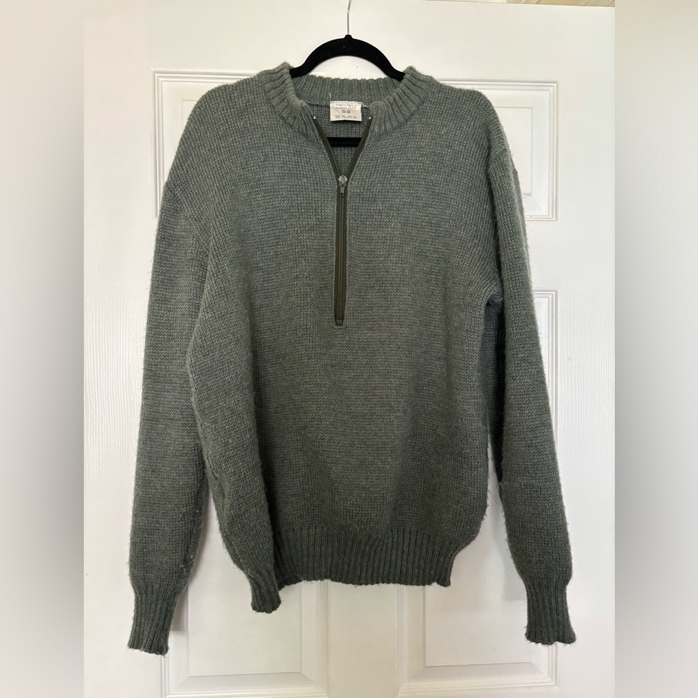 teal wool zip neck sweater - UNISEX
